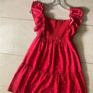 Red Polka Dot Dress with Ruffle Sleeves